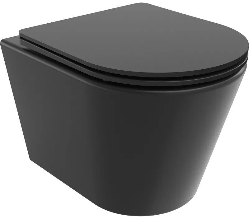 Mexen Rico WC чиния Rimless с тоалетна седалка slim, дуропласт, черен мат - 30721085