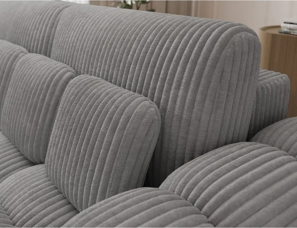 Сив разтегателен диван от рипсено кадифе 256 cm Cotonn – ELTAP
