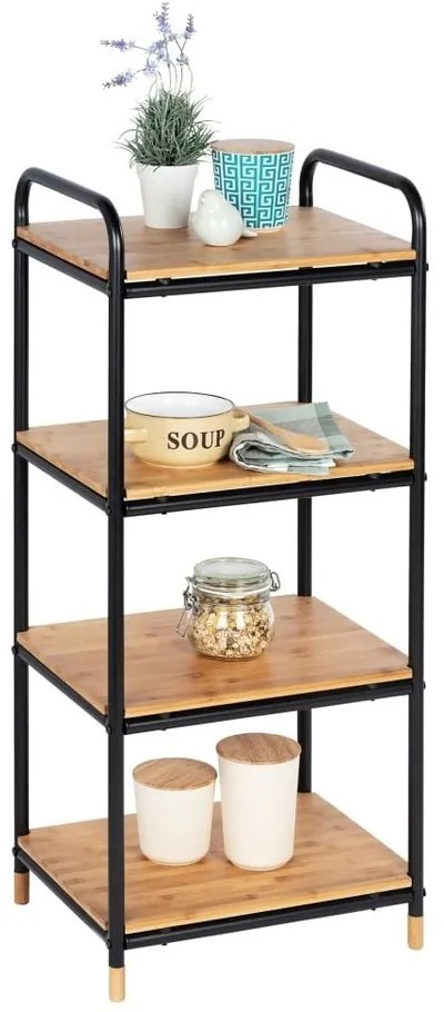 Черен/естествен метален рафт за баня 42x94,5 cm Loft – Wenko