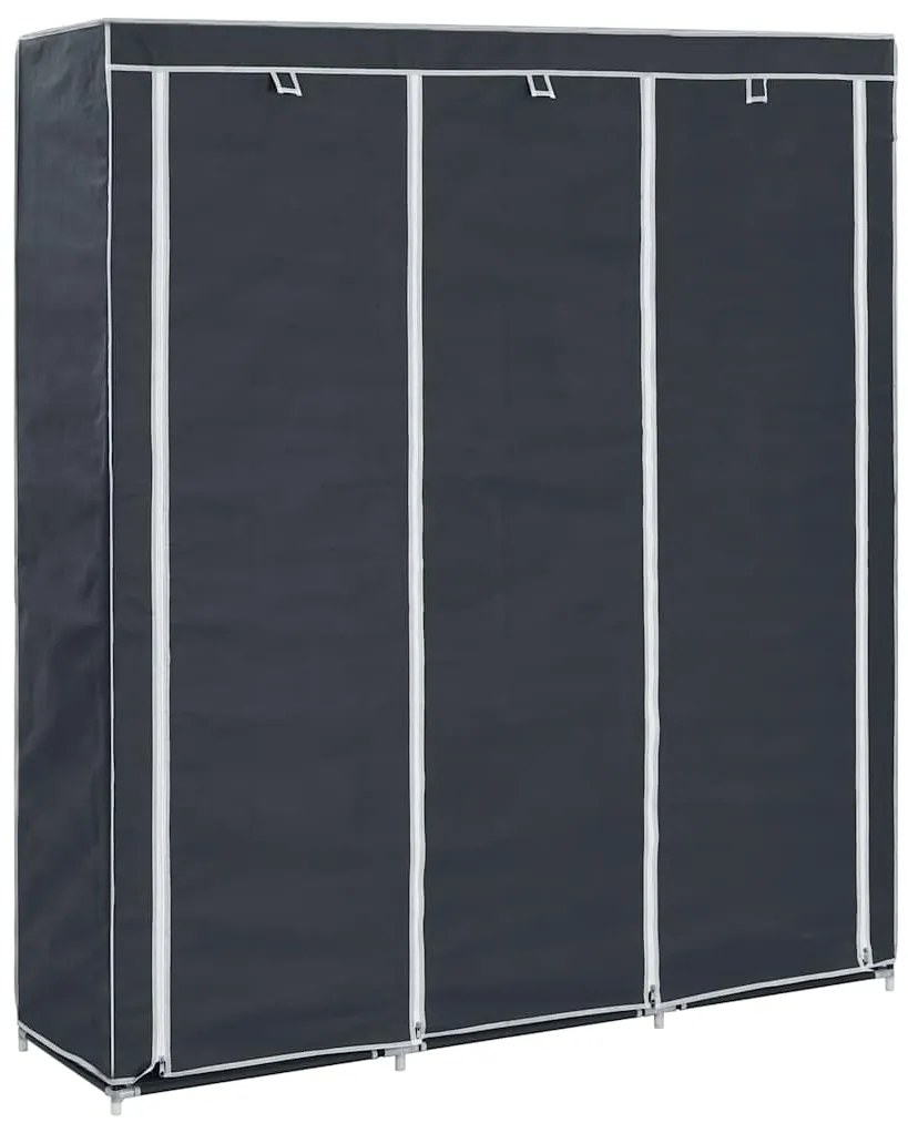 282453 vidaXL Гардероб с отделения и лостове, черен, 150x45x175 см, плат