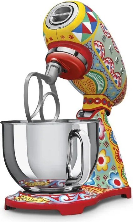 Планетарен миксер SMEG Dolce & Gabbana SMF03DGEU, 800 W, 4.8 л, 10 скорости, Функция за плавен старт, Крачета против хлъзгане, Многоцветен
