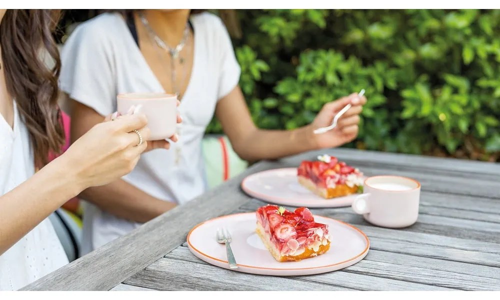 Комплект от чаша и чиния от розов фаянс , 250 ml Greta - Remember