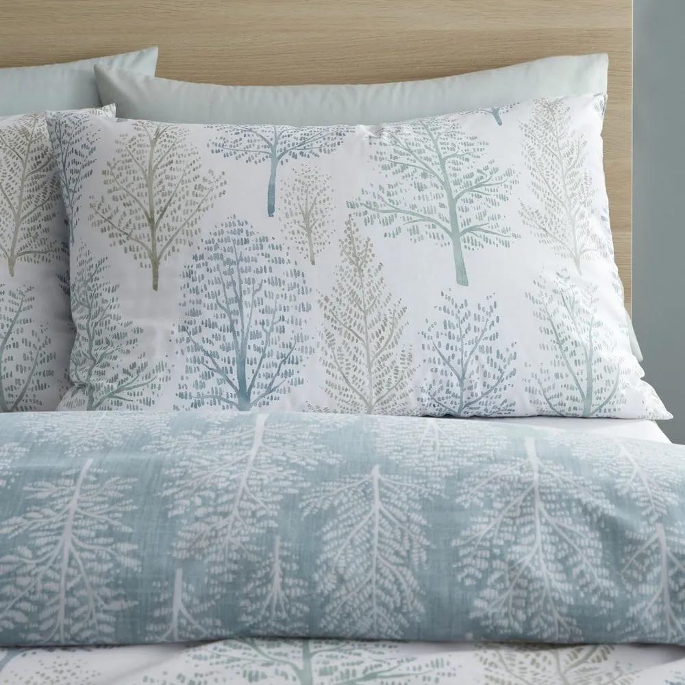 Бяло-зелено спално бельо за двойно легло 200x200 cm Wilda Tree - Catherine Lansfield