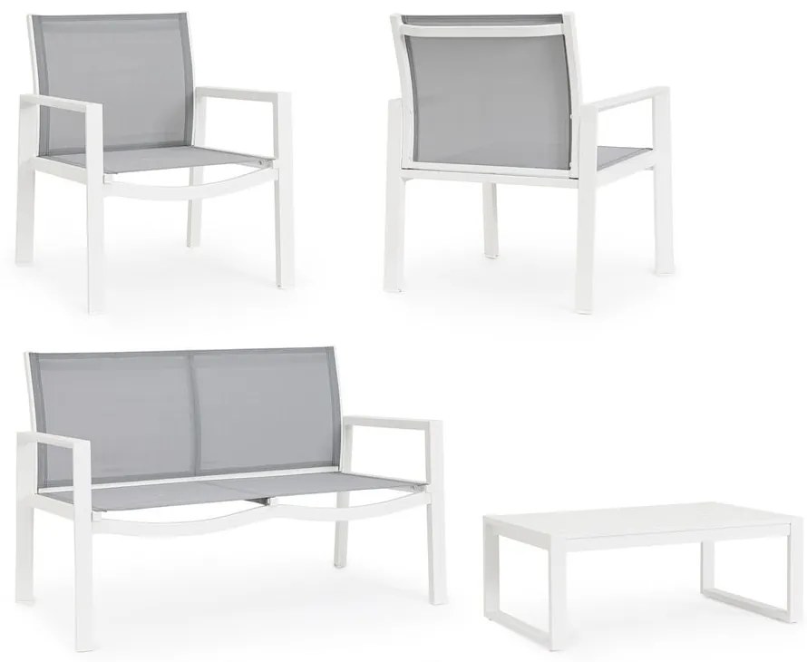 Бял алуминиев градински комплект от за отдих за 4 Kallen – Bizzotto