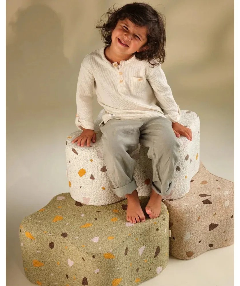 Зелен детски пуф от букле и шенил Terrazzo Cloud – Wigiwama