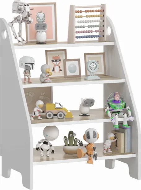 MONTESSORI етажерка за книги и детски играчки - сонома + бяло