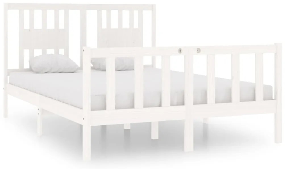 3104109 vidaXL Рамка за легло, бяла, масивно дърво, 140х190 см