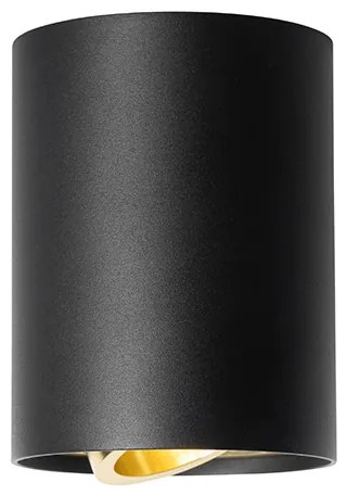 Таванен прожектор черен със злато въртящ се и наклонен - Rondoo up