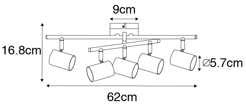 Модерна таванна лампа бяла 5-светлина регулируема квадратна - Jeana