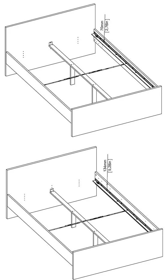 Бяло двойно легло 140x200 cm ПДЧ без ламелно дъно Naia – Tvilum