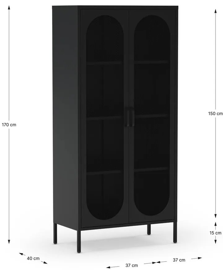 Черно метално шкафче 80x170x40 cm Diora – Marckeric