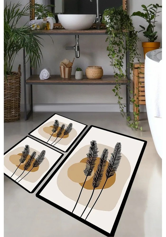 Кафяви килими за баня в комплект от 3 бр. 60x100 cm Day Sunrise – Foutastic