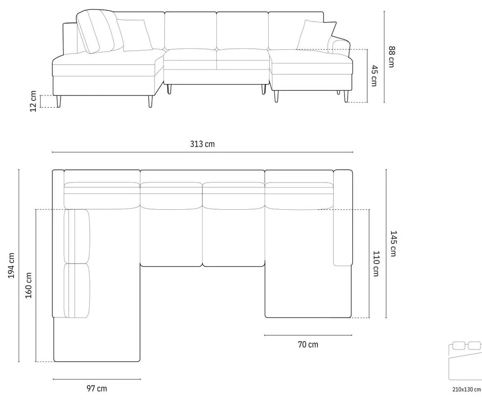 Тъмносив кадифен разтегателен ъглов диван с място за съхранение (ляв ъгъл/U форма) Kyoto – Cosmopolitan Design
