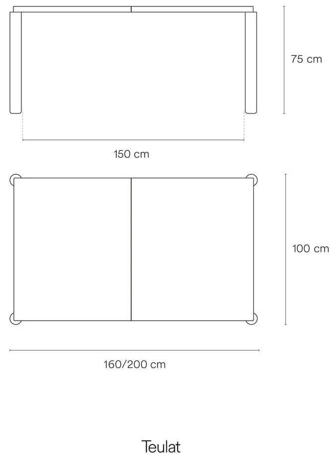 Сгъваема маса за хранене в декор от пепел 160x100 cm Atlas - Teulat