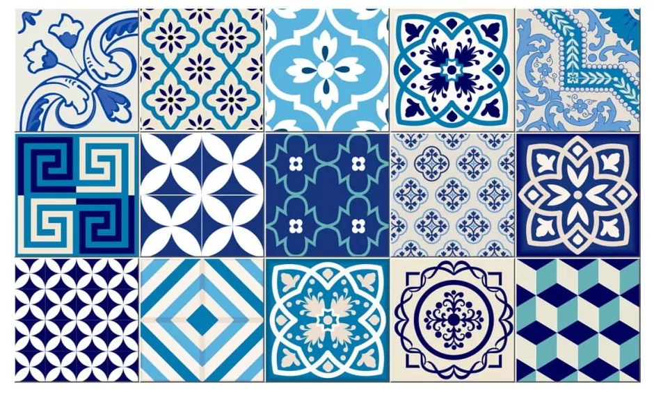 Комплект от 15 декоративни стикера за стена Seaside, 15 x 15 cm - Ambiance