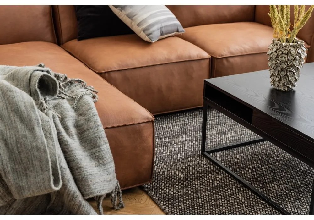 Ъглов диван от рециклирана кожа в цвят коняк, десен ъгъл, 282 см Fairfield - Bonami Selection