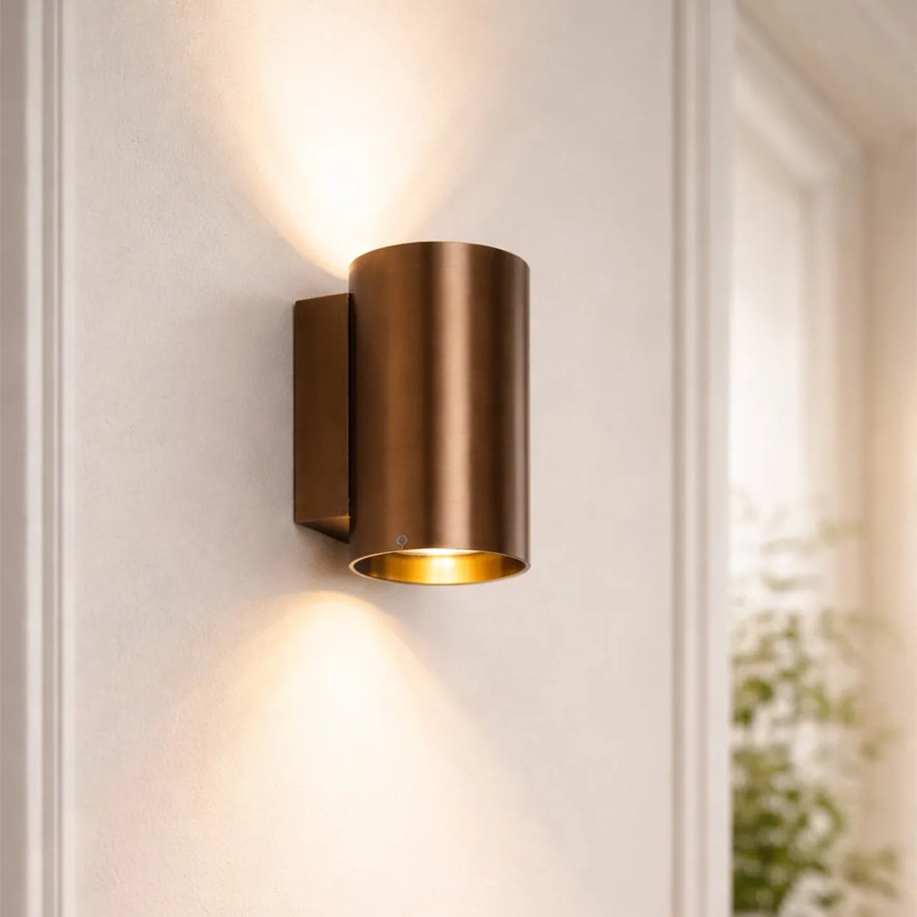 Модерна стенна лампа тъмно бронзова кръгла 2-светлина - Sandy