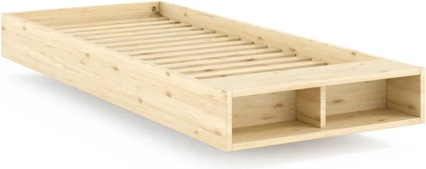 Единично легло 90x200 cm от масивен бор без табла с включена подматрачна рамка в естествен цвят Merge – Karup