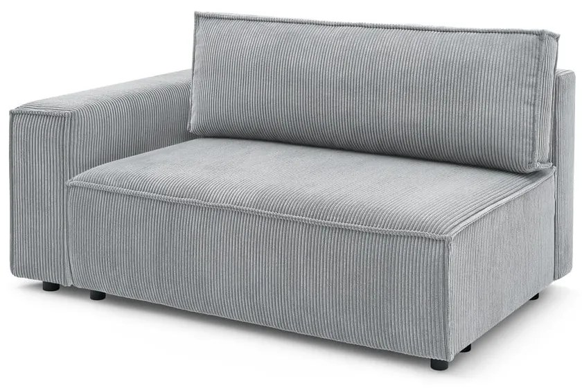 Светлосив модул за диван от велур, ляв ъгъл Nihad modular - Bobochic Paris