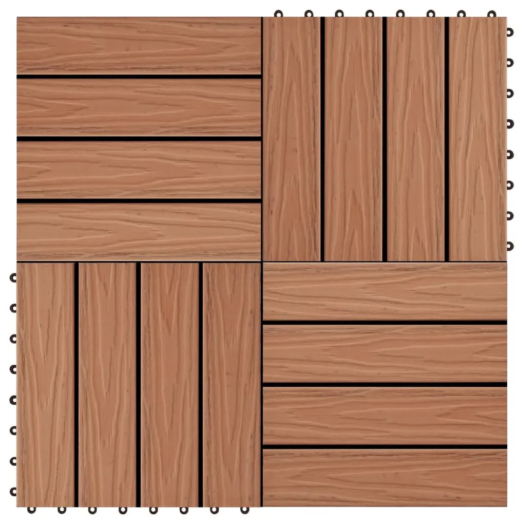 45034 vidaXL WPC декинг плочки релефни 11 бр 30x30 см 1 кв.м. светлокафяви