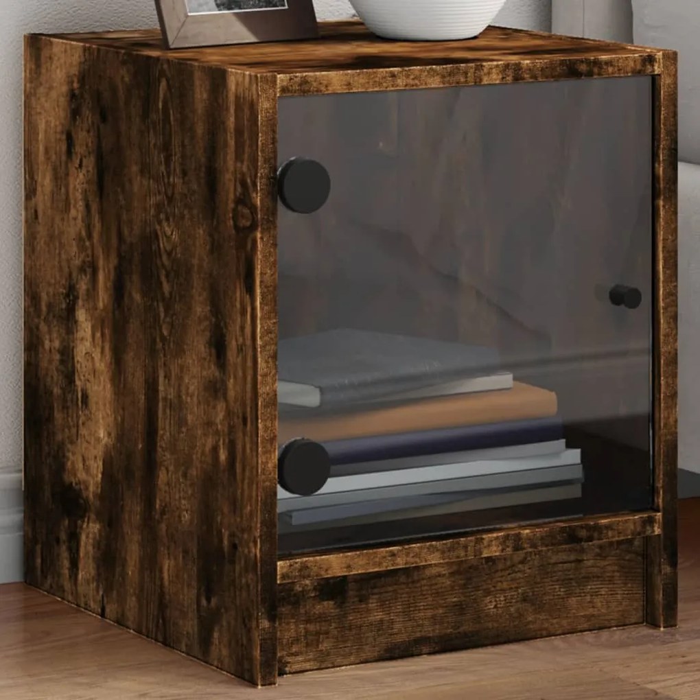 Sonata H Нощно шкафче със стъклена врата опушен дъб 35x37x42 см