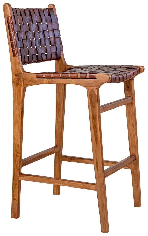 Кафяв бар стол от тиково дърво 101 cm Perugia - House Nordic