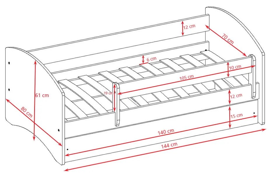 Детско легло Babydreams Cartoon-Leuko-180 x 80-Dancer