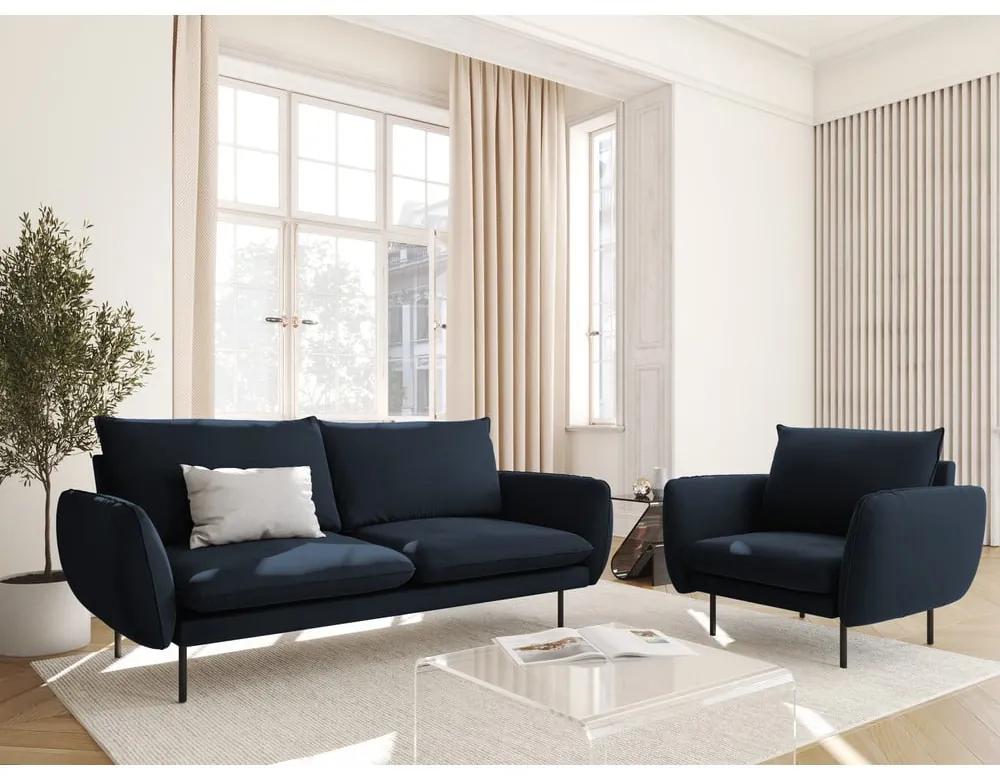 Тъмносиньо кадифено кресло Vienna - Cosmopolitan Design