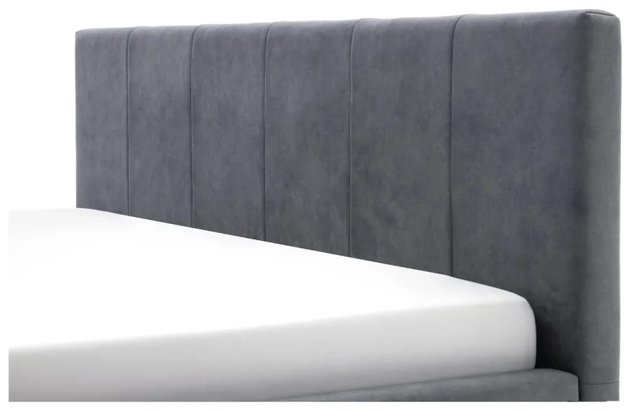 Антрацитно двойно легло 160x200 cm тапицирано с място за съхранение с включена подматрачна рамка Lizzano – Meise Möbel