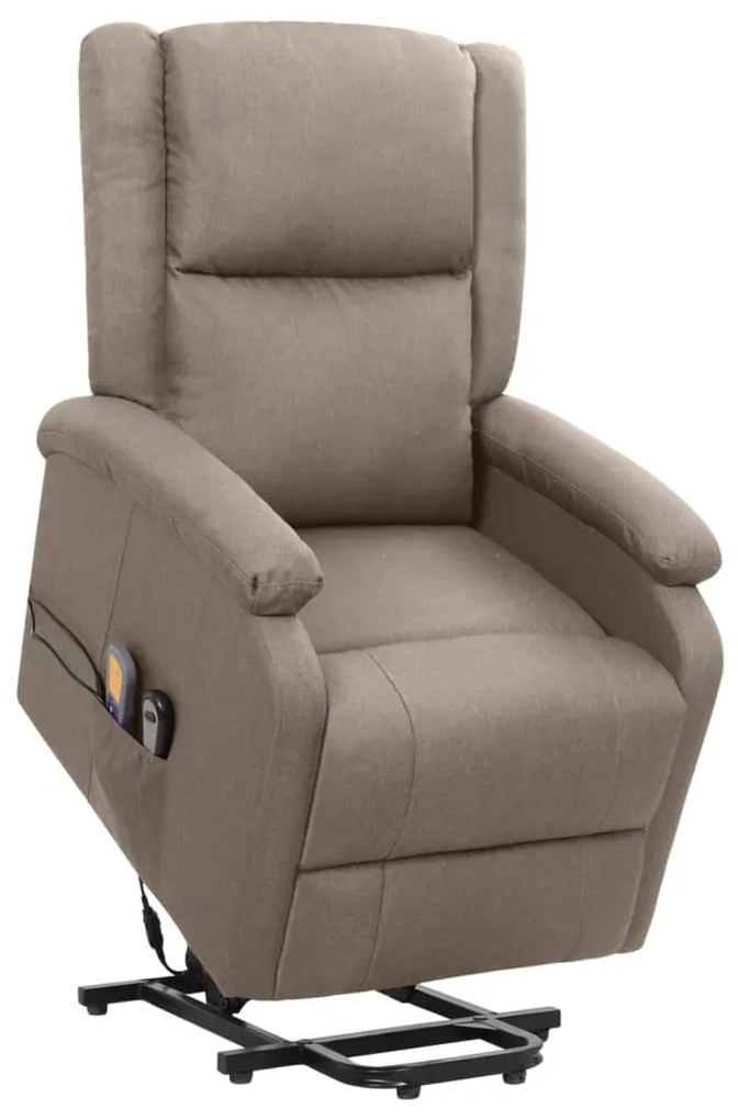 329717 vidaXL Изправящ масажен стол, таупе, текстил