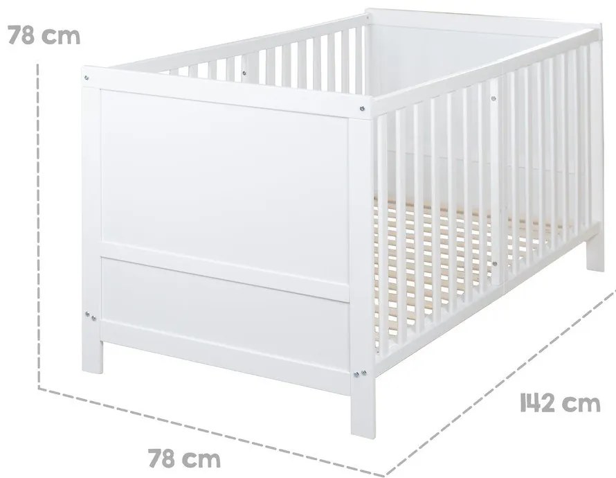 Бяло детско креватче 70x140 cm с регулируема височина Easy Sleep – Roba