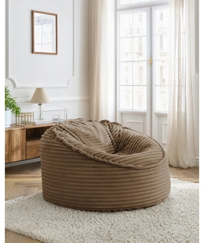 Кафяв пуф от рипсено кадифе Socrate – Bobochic Paris