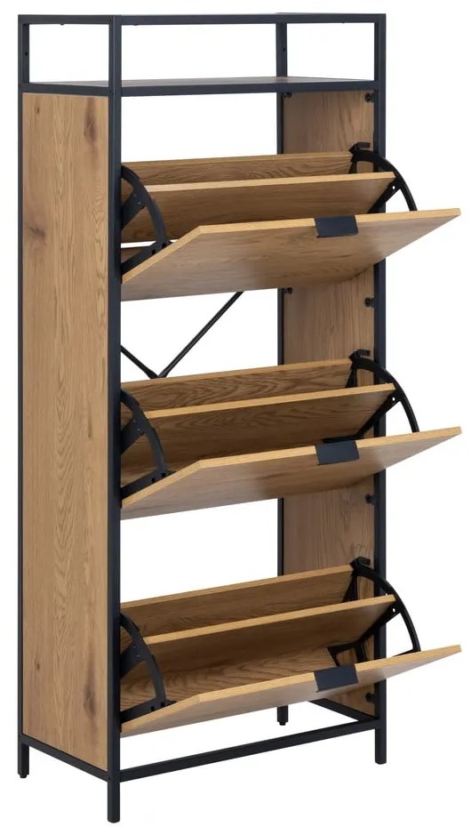 Накланяща се стойка за обувки от дъбов декор в естествен цвят Seaford – Actona