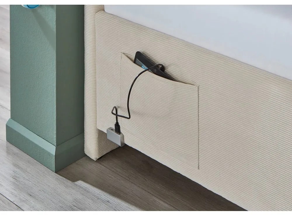 Бежово тапицирано детско легло 120x200 cm с място за съхранение с включена подматрачна рамка Cool – Meise Möbel