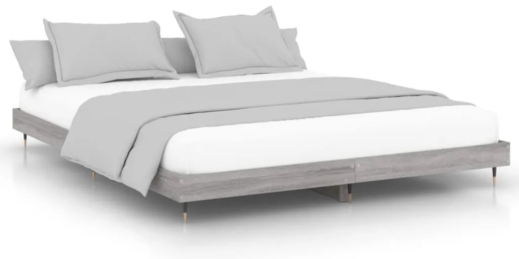 832155 vidaXL Рамка за легло, сив сонома, 120x200 см, инженерно дърво