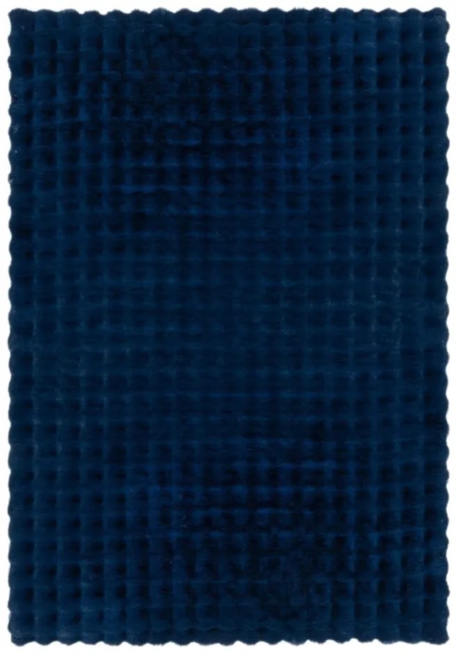 Тъмносиня синтетична кожа 80x150 cm Waffle Faux Fur – Flair Rugs