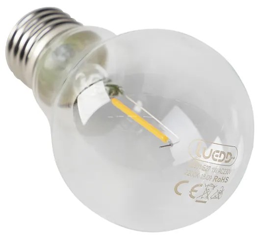 Комплект от 5 LED крушки E27 A60 1W 80lm 2200K