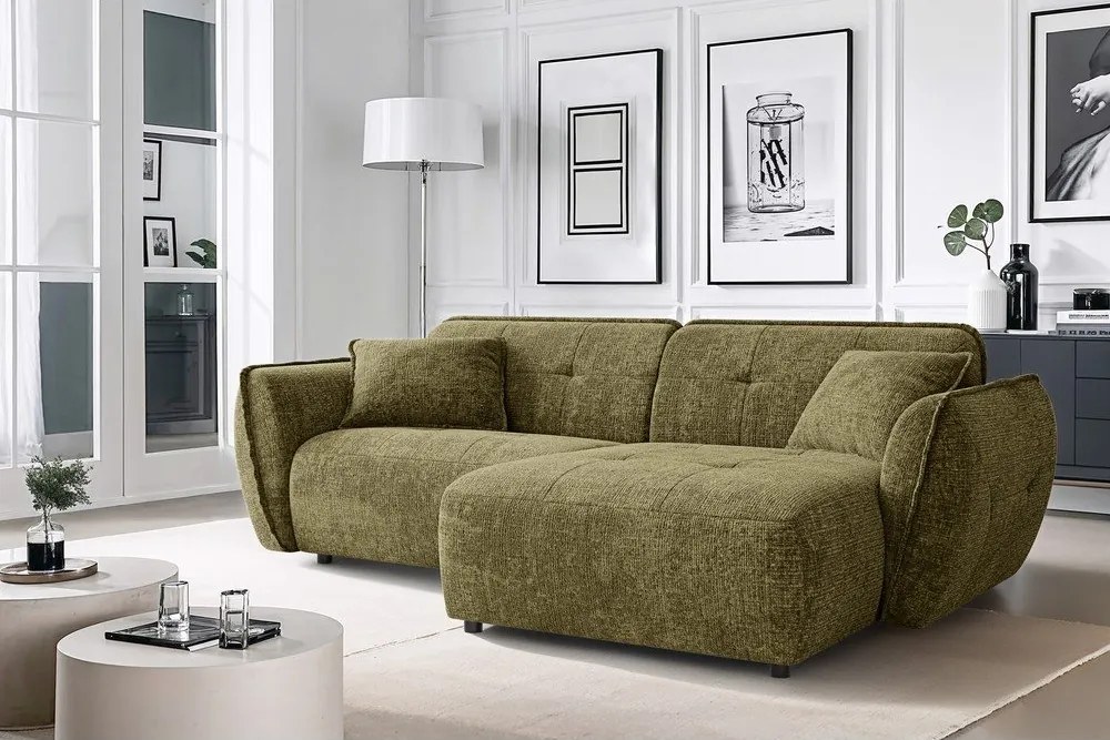 Зелен шенилов ъглов диван (десен ъгъл) Nelia – Ropez