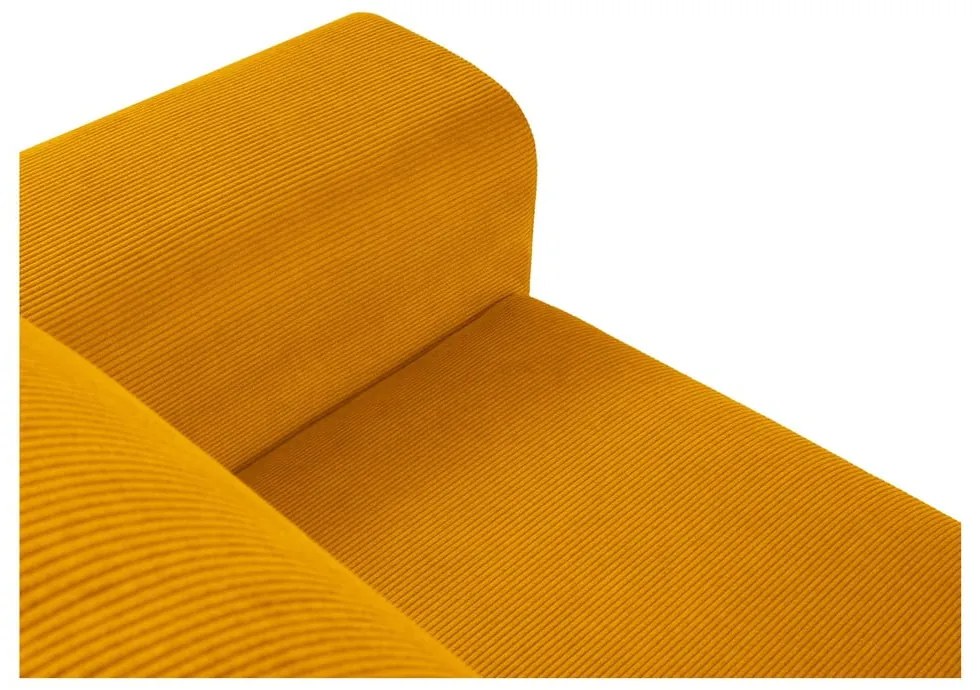 Разтегателен ъглов диван с място за съхранение от рипсено кадифе в цвят горчица (ляв ъгъл) Kyoto – Cosmopolitan Design