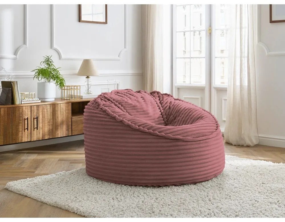 Розов пуф от рипсено кадифе Socrate – Bobochic Paris