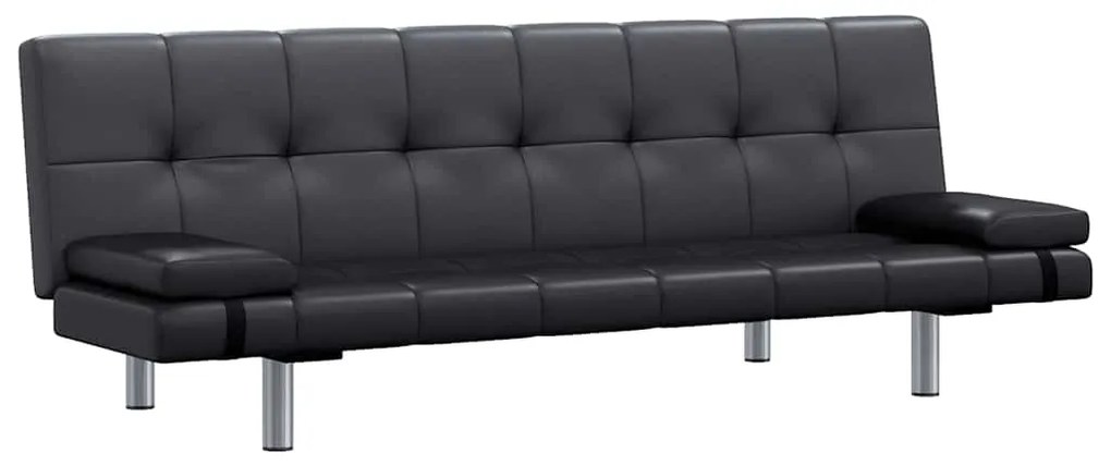 241722 vidaXL Разтегателен диван с две възглавници, изкуствена кожа, черен