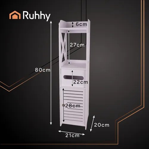 Шкаф за баня с държач за тоалетна хартия Ruhhy, компактен дизайн, 80x20x20см