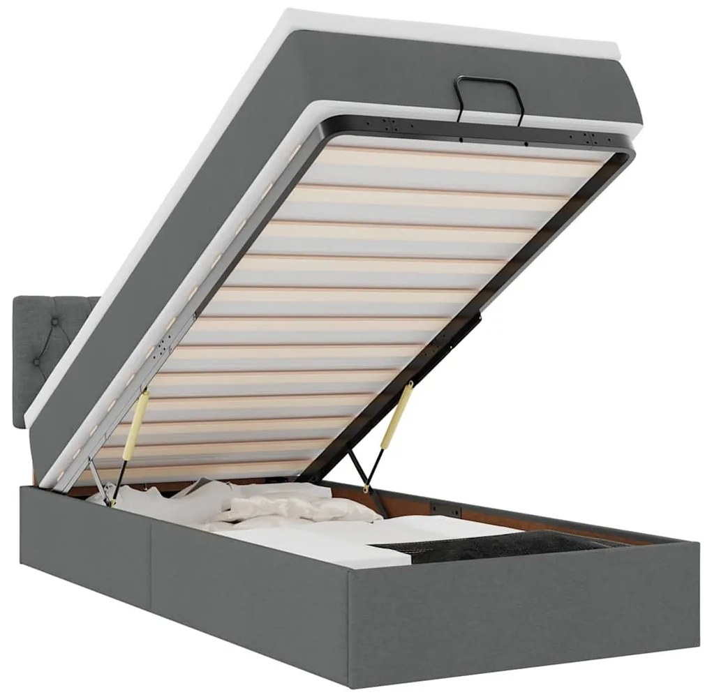 3311498 vidaXL Османска легло с матрак, тъмносиво, 80x200 см, плат