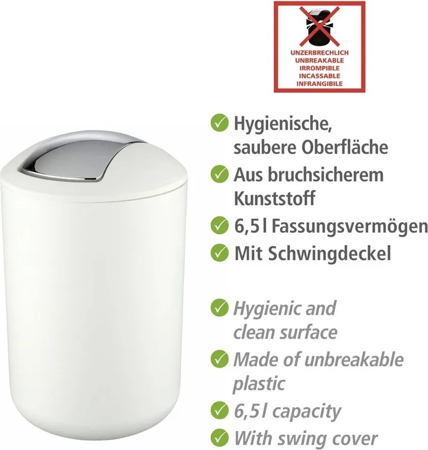 Бяло пластмасово кошче за боклук 6,5 l Brasil – Wenko