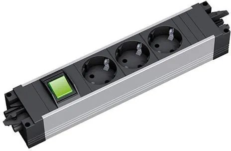 BACHMANN Модул STEP с 3х Шуко и ключ, цвят Черен,  - B906.18801