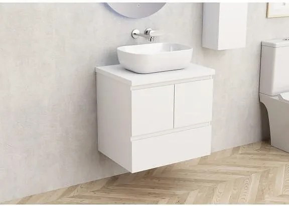 Конзолен PVC шкаф за баня BG 9048-60W + 6046-30, с бял плот, Inter Ceramic, 45х53.5х59см