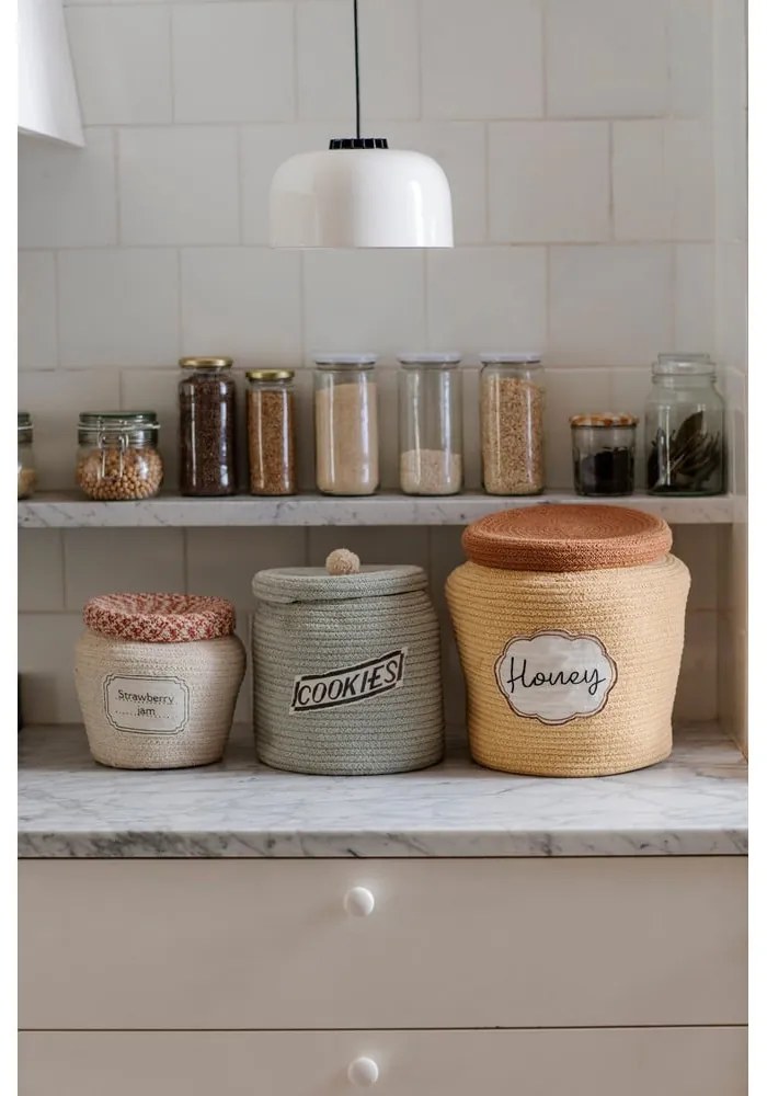 Кремава текстилна детска кошница за играчки ø 20x23 cm Jam Jar – Lorena Canals