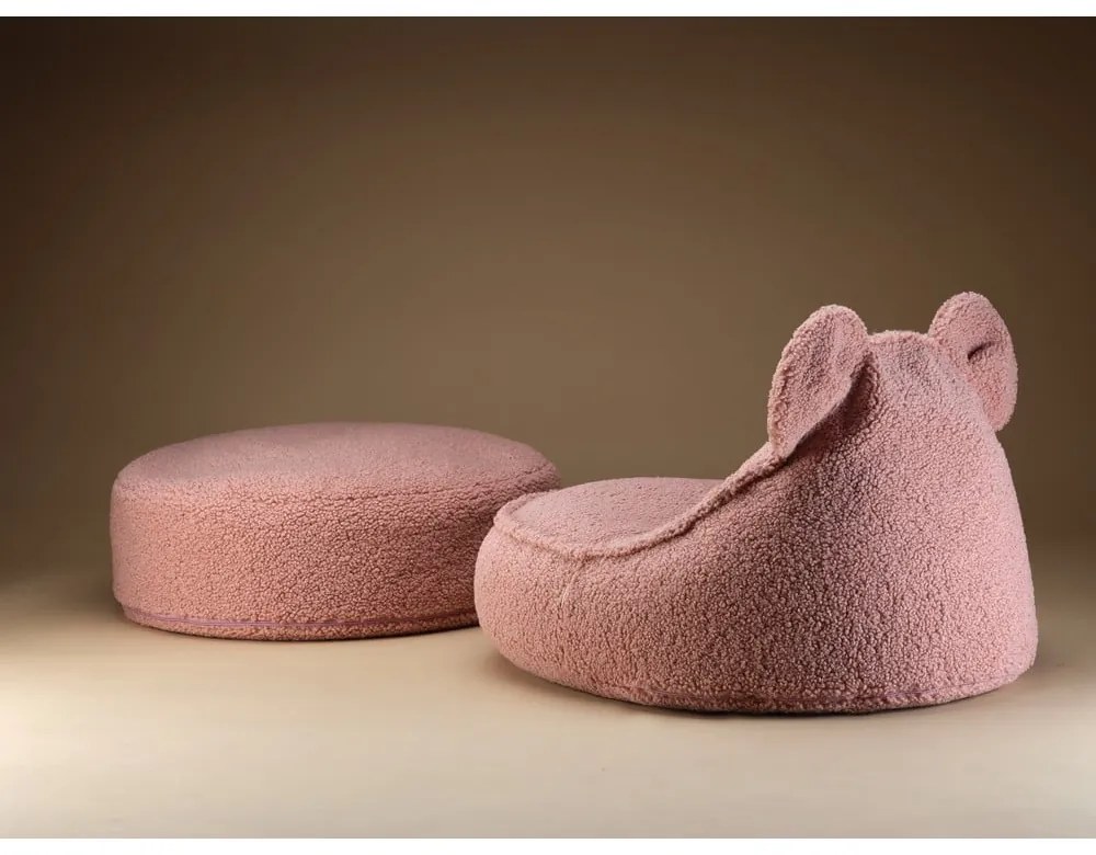 Розов детски пуф от букле Bear – Wigiwama
