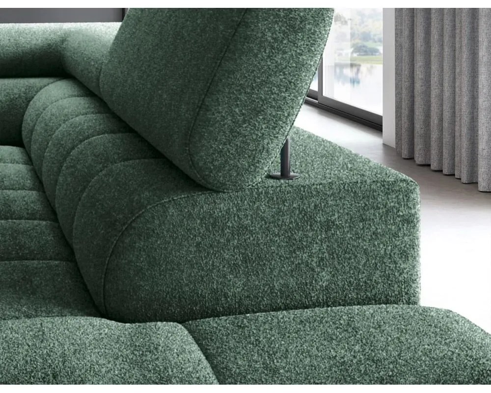 Зелен разтегателен ъглов диван с място за съхранение от букле (десен ъгъл L форма) Ferucce – ELTAP
