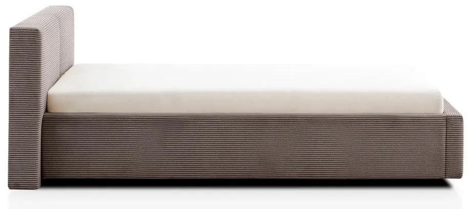 Светлокафяво двойно легло 140x200 cm тапицирано с място за съхранение с включена подматрачна рамка Cube – Meise Möbel